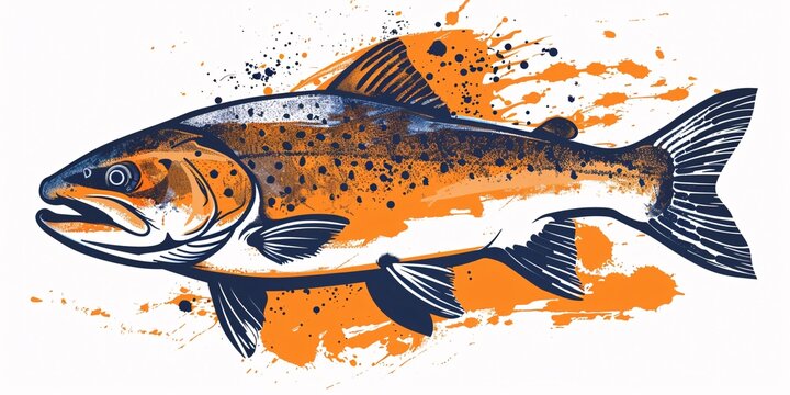 An illustration of a trout using hand-drawn lines.