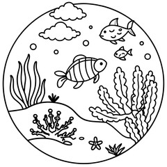  whimsical underwater world vector illustration.

