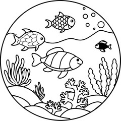  whimsical underwater world vector illustration.

