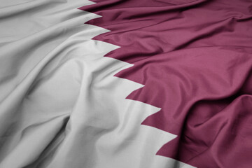waving colorful national flag of qatar.