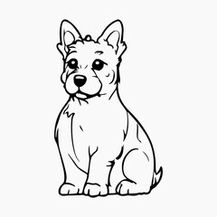 Scottish Terrier Dog breed vector image Isolated black silhouette on white background Cute line art illustration 
