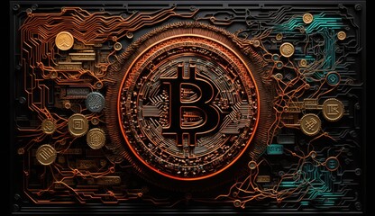 Bitcoin surreal design abstract poster surrealism