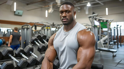 bodybuilder muscle afro man. Culturista.
