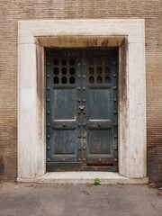 Old wooden door in the old town of Essaouira, Morocco
