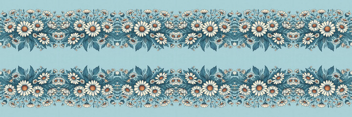 Obraz premium Spring flowers elegant beautiful floral seamless pattern of fabric hand-painted flowers with dark vintage decoration with wallpaper background