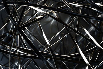 Shiny metallic lines reflecting light in a mesmerizing manner, abstract , background