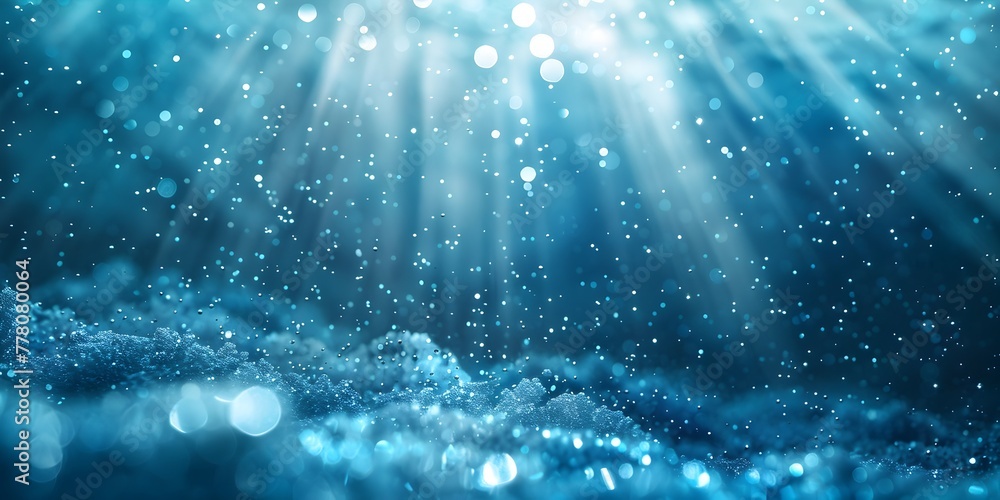 Aufkleber shimmering rays of light illuminating floating particles in the tranquil blue ocean