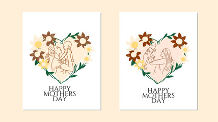 Mother's Day designs, cute heart shape with flowers and handwriting, great for cards, invitations, gifts, banners