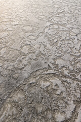 the frozen surface of the river in the winter season