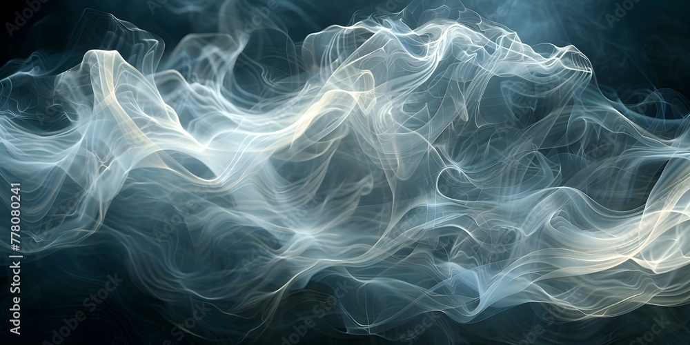 Poster swirling fog illuminated from within revealing intricate patterns of light and shadow