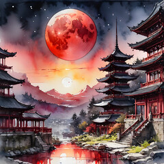 Obraz premium japanese temple in the night