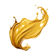 Golden water splash, realistic water isolated