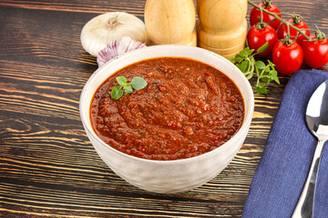 Spanish traditional gazpacho tomato soup