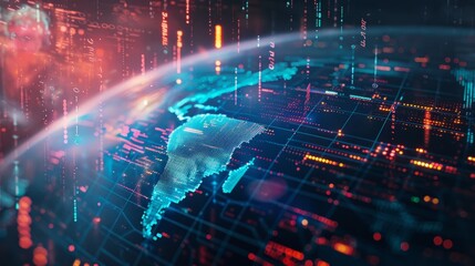 Fototapeta premium Digitized world map