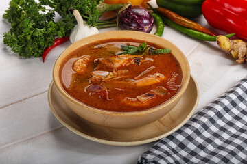 Thai Tom Yam soup with prawn