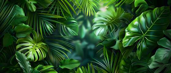 Tropical Leaves Background.