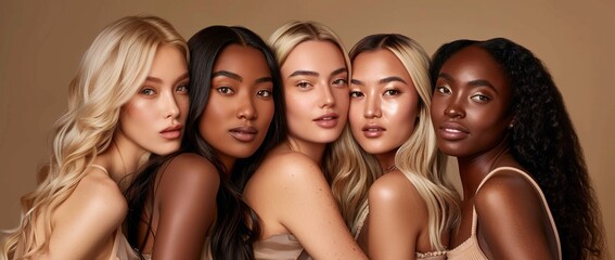 Group portrait of women with different skin colors