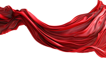Wavy red fabric for decoration, isolated