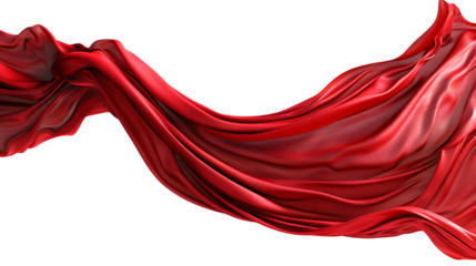 Wavy red fabric for decoration, isolated