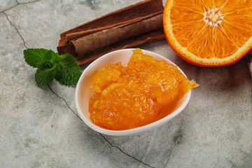 Tasty homemade Orange jam in the bowl