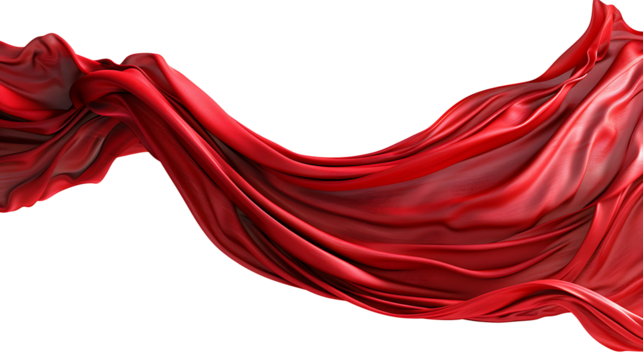 Wavy red fabric for decoration, isolated