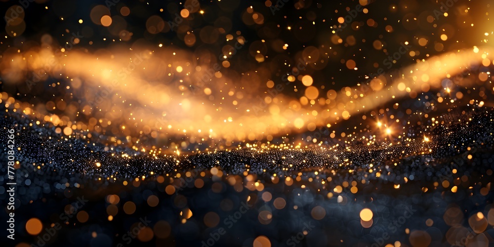 Poster shimmering golden sparkle frame enveloping the darkness with a warm inviting light