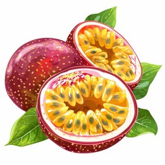 Bright passion fruit clipart, professional design, on white background