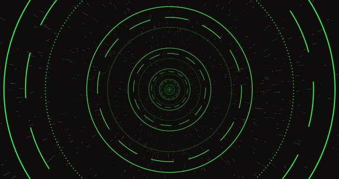 Green Infinite circle moving tunnel animation in 4K.	