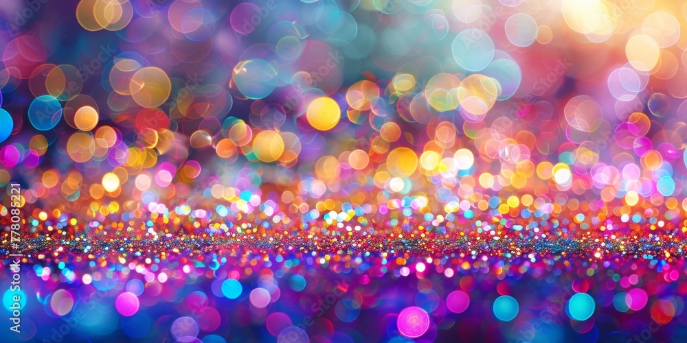 Poster blurry motion of luxurious burst of colorful confetti lights creating a mesmerizing display