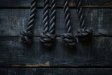 a group of black ropes