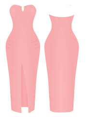 Pink evening dress. vector illustration