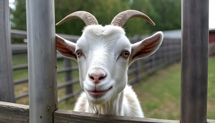 A-Goat-With-Its-Nose-Pressed-Against-A-Fence-Curi- 3