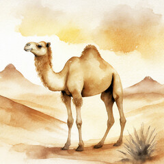 Namalowany wielbłąd na pustyni
