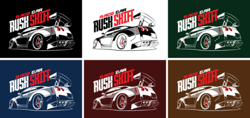Race Car Rush Shift GTR Car Vector Colour