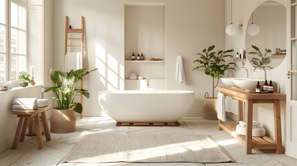 Fototapeta na wymiar Modern Scandinavian Bathroom