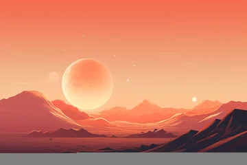Poster a sunset over a desert landscape © Galina
