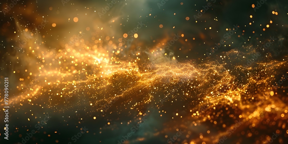Poster captivating golden sparkles floating gently crafting a frame of pure magic and wonder