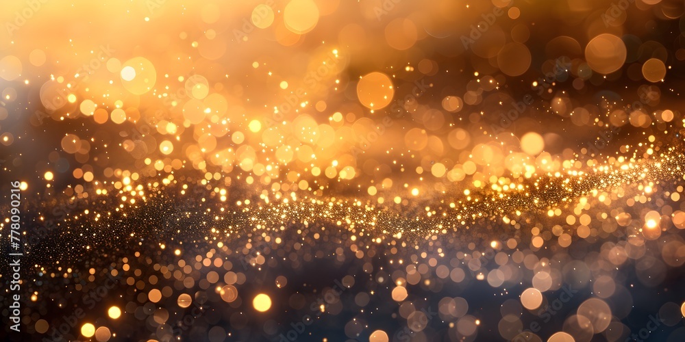 Poster enchanted golden sparkles floating in serene glow creating a magical frame of wonder and delight