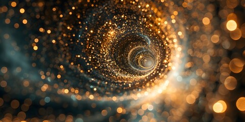 The Hypnotic Allure of a Shimmering Gold Spiral Captivating Against the Darkness