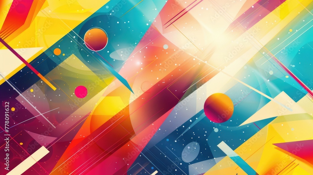 Poster abstract background using bright colors and geometric shapes for design. ai generative.
