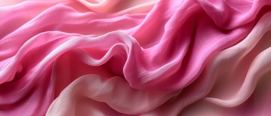 Obraz premium a close up of a pink fabric with a white stripe on the bottom of the fabric and a pink and white stripe on the bottom of the fabric.