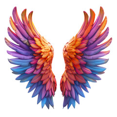 Obraz premium 3d Colorful Angel wings isolated on transparent background