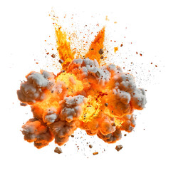 Fire explosion realistic effect isolated on transparent background