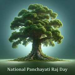 National panchayati raj day background with a large tree. - obrazy, fototapety, plakaty