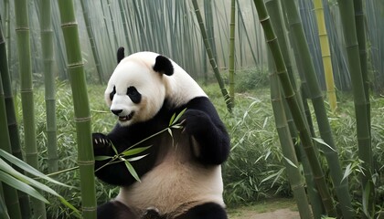 A-Giant-Panda-Exploring-A-Bamboo-Maze-