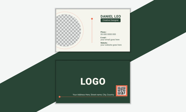 Green business card flat design template vector