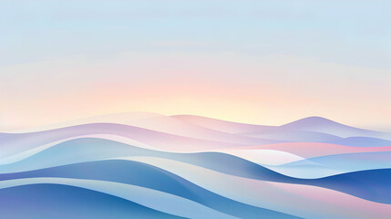 Abstract blue background with waves. A serene moment of dawn, with liquified curves representing the sky transitioning from night to day.