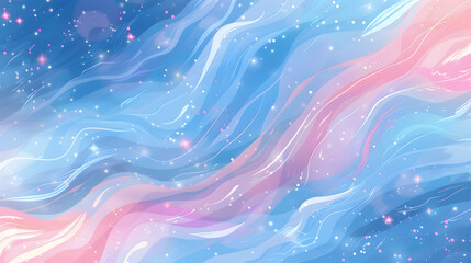 Abstract background with water. A celestial dreamscape where liquified curves mimic the flow of the galaxy, in shades of blue, pink pastel, and ivory wallpaper. 