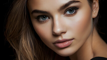 Obraz premium Generative KI Gesicht einer bildhübschen Frau eines Models