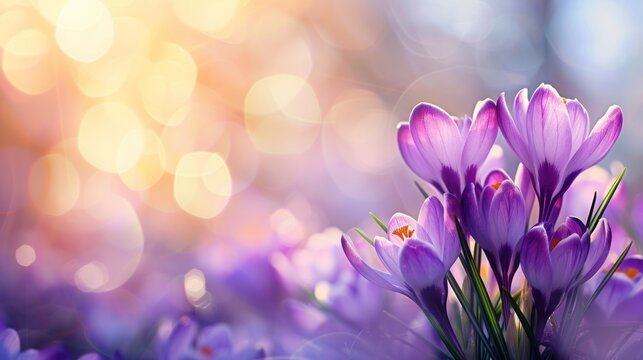purple crocus flowers background